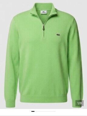 Lacoste Men’s Lime Green Quarter-Zip Sweater